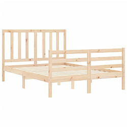 Maison Chic Cadre/structure de lit avec tête de lit pour adulte - Lit Moderne Chambre 140x190 cm bois massif -MN39031 pas cher