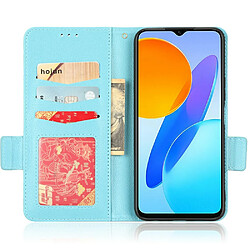 Etui en PU texture litchi, fermoir magnétique double, anti-chocs avec support pour votre Honor X8 5G - bleu clair