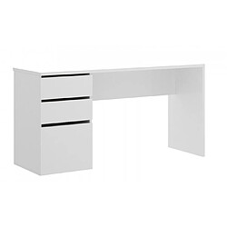 Pegane Bureau Réversible coloris blanc brillant - Longueur 139 x Profondeur 60 x Hauteur 75 cm