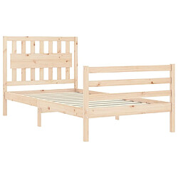 Maison Chic Cadre/structure de lit et tête de lit pour adulte - Lit Moderne Chambre 100x200 cm bois massif -MN29041 pas cher