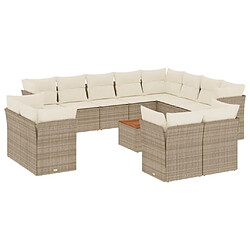 Maison Chic Salon de jardin avec coussins 13 pcs, Ensemble Tables et chaises de jardin, beige résine tressée -GKD731333