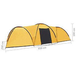 vidaXL Tente igloo de camping 650x240x190 cm 8 personnes Jaune pas cher