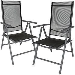 Tectake Lot de 8 chaises de jardin pliantes en aluminium - noir/anthracite