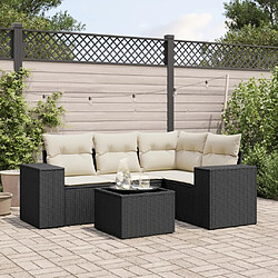 Maison Chic Salon de jardin 5 pcs avec coussins | Ensemble de Table et chaises | Mobilier d'Extérieur noir résine tressée -GKD16787