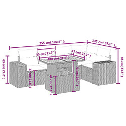 Avis Maison Chic Ensemble Tables et chaises d'extérieur 6pcs avec coussins,Salon de jardin noir résine tressée -GKD383647