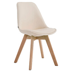 Decoshop26 Chaise de salle à manger x1 style scandinave en PVC crème support 4 pieds en bois couleur clair 10_0003743