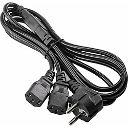 Akyga AK PC de pédales Câble d'alimentation Séparateur Y Forme, 1,8 m, 2 x C13 pour PC, Imprimante, écrans Noir pas cher