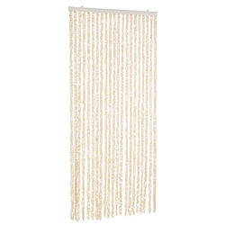 vidaXL Rideau anti-mouches beige et blanc 90x220 cm chenille