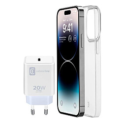 Cellular Line Cellularline Starter Kit Chargeur et Coque Blanche Transparente pour Iphone 14 Pro A2890