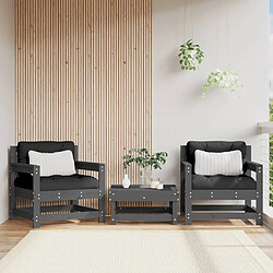 Maison Chic Lot de 2 Chaises de jardin,Fauteuil d'extérieur et coussins gris bois de pin massif -MN38680