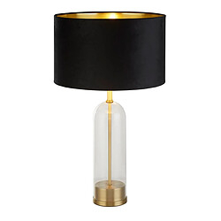 Searchlight Lampe de table en verre, laiton, abat-jour en velours noir