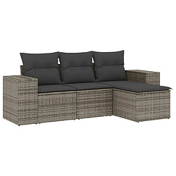 Maison Chic Salon de jardin 4 pcs avec coussins | Ensemble de Table et chaises | Mobilier d'Extérieur gris résine tressée -GKD92521