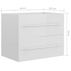 vidaXL Armoire d'évier Blanc brillant 60x38,5x48 cm Bois d’ingénierie pas cher