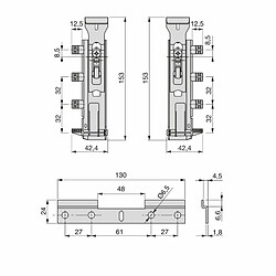 Avis (5 Kit) Ferrure de suspension invisible pour modules hauts, avec plétine, charge 65 kg, Acier, Zingué, 5 un.