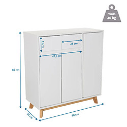 Acheter Armoire à chaussures / commode ESTHA 80x34x85 cm 2 tiroirs 3 portes blanc hjh LIVING