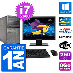 PC Tour Dell 390 MT Ecran 27" i7-2600 RAM 8Go Disque 250Go HDMI Windows 10 Wifi - Occasion