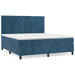 Maison Chic Lit adulte- Lit + matelas,Sommier à lattes de lit et matelas Bleu foncé 180x200cm Velours -GKD21571