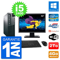 PC Lenovo M82 SFF Ecran 19" Intel i5-2400 RAM 4Go Disque Dur 2To Windows 10 Wifi - Occasion