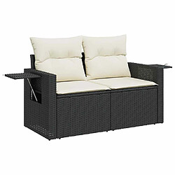 Acheter vidaXL Salon de jardin 7 pcs avec coussins noir résine tressée