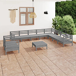 Maison Chic Salon de jardin 11 pcs - Table et chaises d'extérieur - Mobilier/Meubles de jardin Moderne Bois de pin massif Gris -MN90257