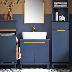 SoBuy BZR113-B Meuble sous-Lavabo, Meuble sous-Vasque à 2 Portes, Meuble de Rangement de Salle de Bain, Placard de Rangement, Bleu foncé