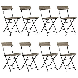 Maison Chic Lot de 8 Chaises de bistrot pliantes Gris Résine tressée et acier -GKD69804