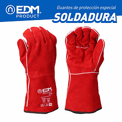 Gants de travail EDM Soudeurs Rouge Kevlar Coton Daim - 10