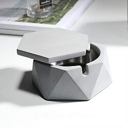 Universal Ceramic Ashtray With Lid Windproof Hand Stamped Pattern Ashtrays For Home Or Outdoor (light Grey)