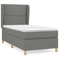 Maison Chic Structures de lit + matelas,Lit à sommier tapissier et matelas pour Chambre Gris foncé 90x190 cm Tissu -MN15847