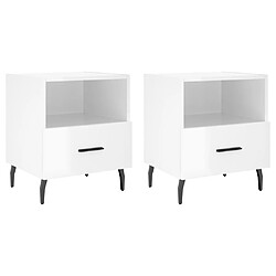 vidaXL Tables de chevet 2 pcs blanc brillant 40x35x47,5 cm