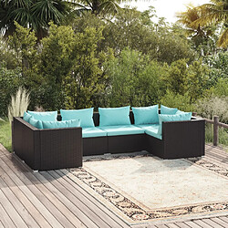 Maison Chic Salon de jardin 6 pcs + coussins - Mobilier/Meubles de jardin - Table et chaises d'extérieur résine tressée noir -MN60255