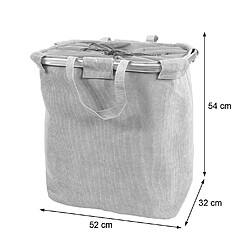 Avis Decoshop26 Panier à linge corbeille avec cordon de serrage 2 compartiments 54x52x32cm 89L gris 04_0001295