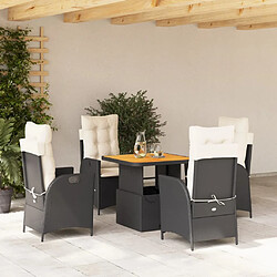 vidaXL Ensemble à manger de jardin coussins 5pcs Noir Résine tressée