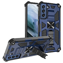 Coque en TPU Armure Antichoc avec béquille et feuille magnétique bleu pour votre Samsung Galaxy S21 FE