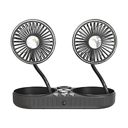 (Noir Argent) Ventilateur à Double Tête De Voiture Ventilateur Réglable à 360 Degrés Ventilateur Pliant Portable Refroidisseur de Voiture