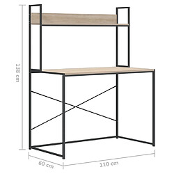 vidaXL Bureau d'ordinateur Noir chêne 110x60x138 cm Bois d'ingénierie pas cher