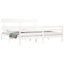 Acheter Maison Chic Lit adulte - Cadre Structure de lit avec tête de lit Contemporain blanc 200x200 cm bois massif -MN63128