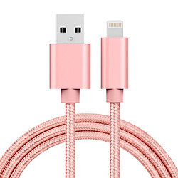 Wewoo Câble or rose pour iPhone X / 8 & 8 Plus / 7 & 7 Plus / 6 & 6s & 6 Plus & 6s Plus / iPad 1m 3A style métallique tissé tête Lightning à de données / chargeur USB,