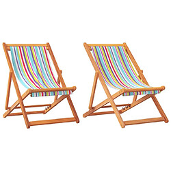 Maison Chic Lot de 2 Chaises de plage pliables | Chaises Relax d'extérieur multicolore tissu -GKD63721