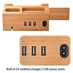 Universal Ports USB multiples Base de recharge Station Base de recharge en bambou Sièges pour pour 3 ports USB | Porte téléphonique représentant (prise US)