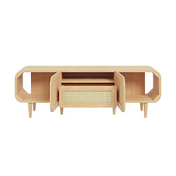 Bestmobilier Mathilde - meuble TV - bois et cannage - 160 cm