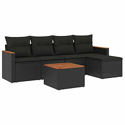 Maison Chic Salon de jardin 6 pcs avec coussins | Ensemble de Table et chaises | Mobilier d'Extérieur noir résine tressée -GKD56983