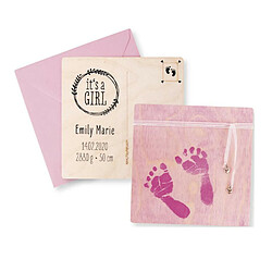 Avis Rayher Kit DIY - Faire-parts de naissance en bois avec empreintes de bébé - Rose