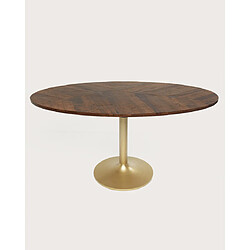 Avis UNIQKA Leaf - Table repas ovale en manguier et métal doré L160 cm 8 pers.