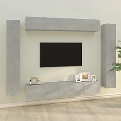 vidaXL Ensemble de meubles TV 8 pcs Gris béton Bois d'ingénierie