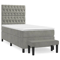 vidaXL Sommier à lattes de lit et matelas Gris clair 90x190 cm Velours