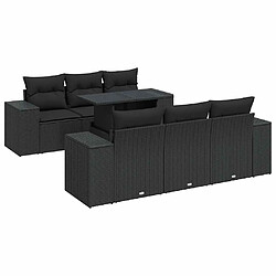 vidaXL Salon de jardin 7 pcs avec coussins noir résine tressée