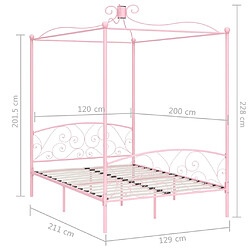 vidaXL Cadre de lit à baldaquin sans matelas rose métal 120x200 cm pas cher