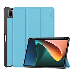 Enkay Etui en PU anti-chute, avec support à trois volets et porte-stylo bleu clair pour votre Xiaomi Pad 5/5 Pro