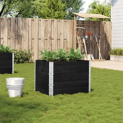 vidaXL Jardinière noir 80x60 cm bois massif de pin